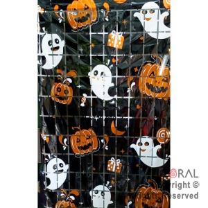 CORTINA CUADROS HALLOWEEN NEGRO 2MT X 1MT x 1